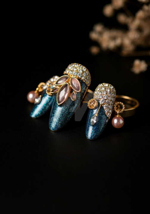 Digital Arts titled "luxury nail jewelry" by Caprice, Original Artwork, AI generated image