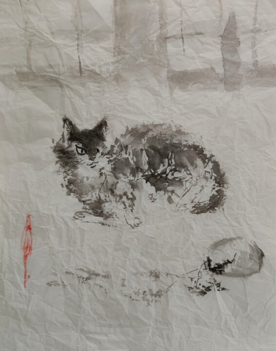 Naughty cat 图画, 15.8x11.8 in
