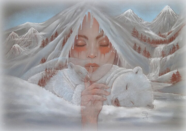 "snow's soul" 绘画, 13.8x19.7 in