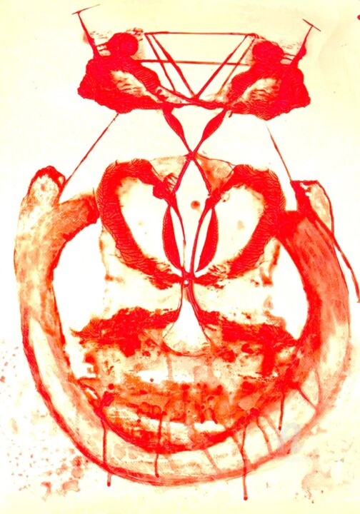 Painting titled "RED ASTRAL SANGRE" by Emelly Velasco, Original Artwork, Oil