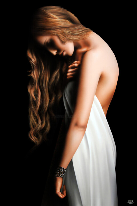 Painting titled "The sleeping muse" by Ivan Pili, Original Artwork, Oil Mounted on Wood Stretcher frame