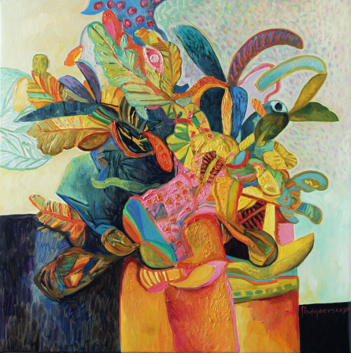 Yellow bouquet. 绘画, 27.6x27.6 in