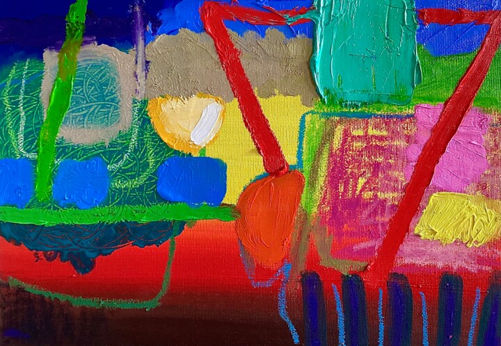 Schilderij getiteld "Totland" door Dee Young, Origineel Kunstwerk, Olie