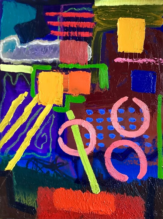 Schilderij getiteld "Crazy Fox" door Dee Young, Origineel Kunstwerk, Olie