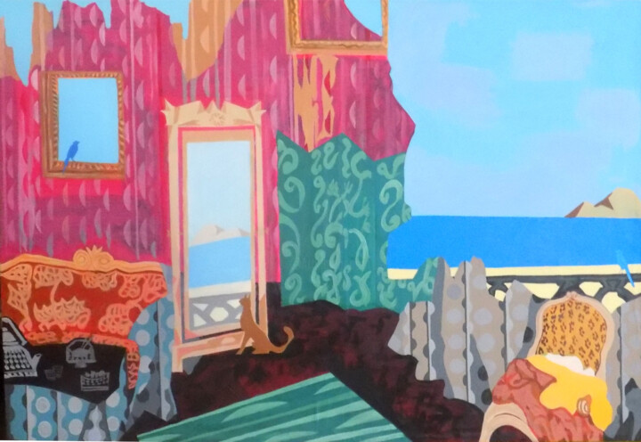 le chemin des oiseaux 绘画, 24.8x37 in