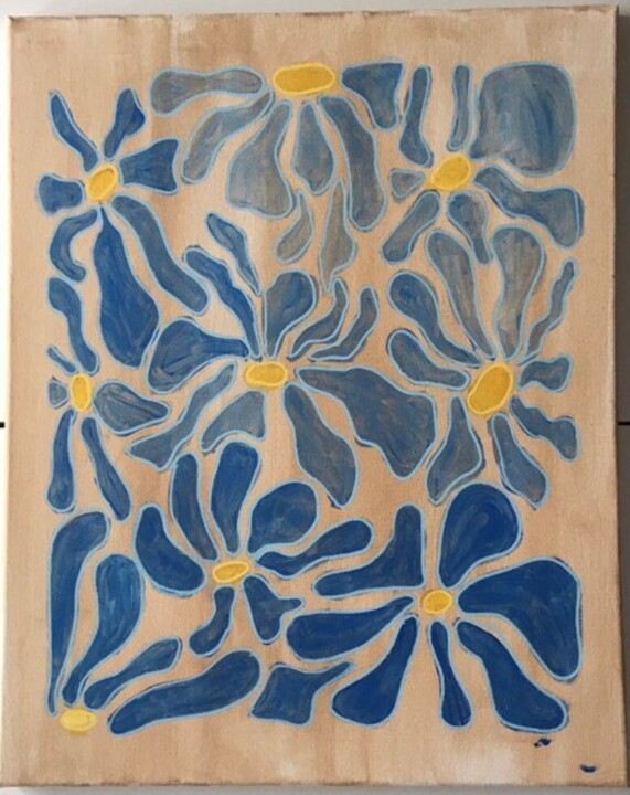 Toile - " Sérénité florale " 绘画, 19.7x15.8 in