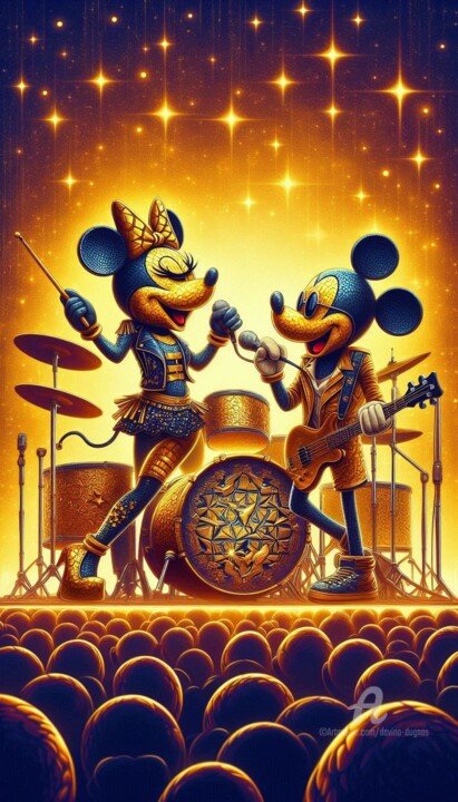 Minnie Mouse Rock Star performance 数字艺术, 47.2x31.5 in