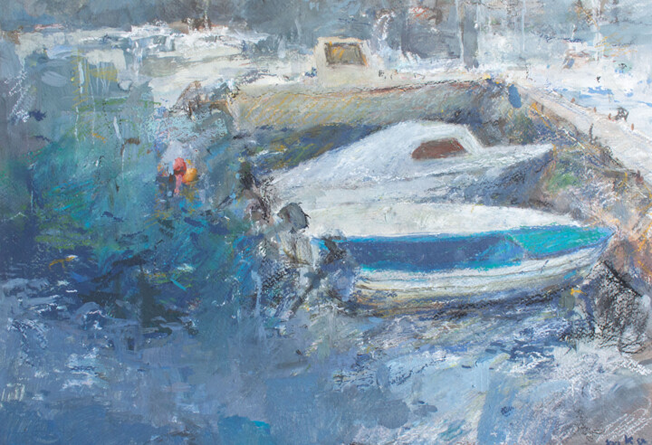 Bar, Montenegro. In the port. 绘画, 12.6x18.5 in