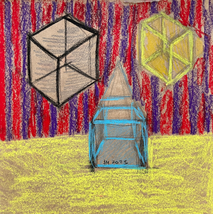 图画 标题为“3R32\ / Back to the…” 由Leni Smoragdova, 原创艺术品, 粉彩
