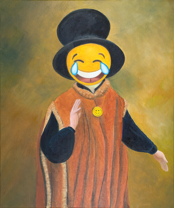 Painting titled "Smile" by Bruno Aimetti, Original Artwork, Oil Mounted on Wood Stretcher frame
