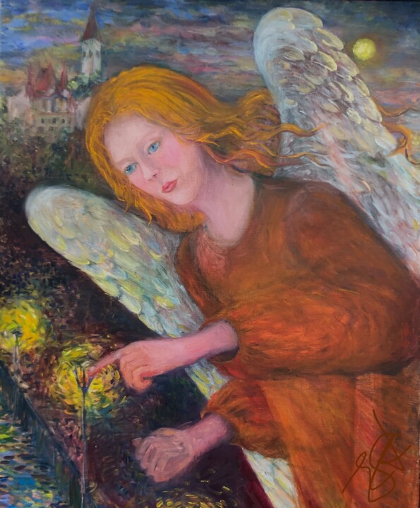Angel zündet die Kerzen an 绘画, 23.6x31.5 in