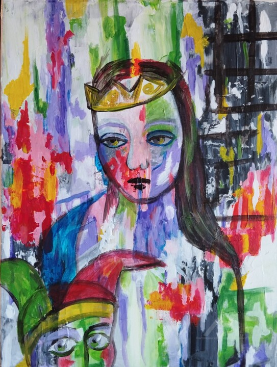 La reine et le fou 绘画, 15.8x11.8 in