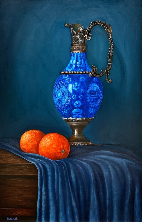 Blue and orange 绘画, 36.2x23.6 in
