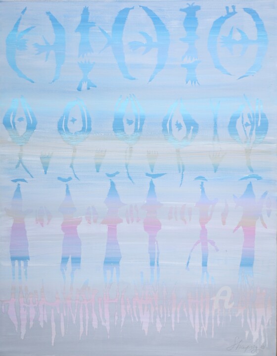 Painting titled "Symbols" by Alesya Shapsig, Original Artwork, Acrylic