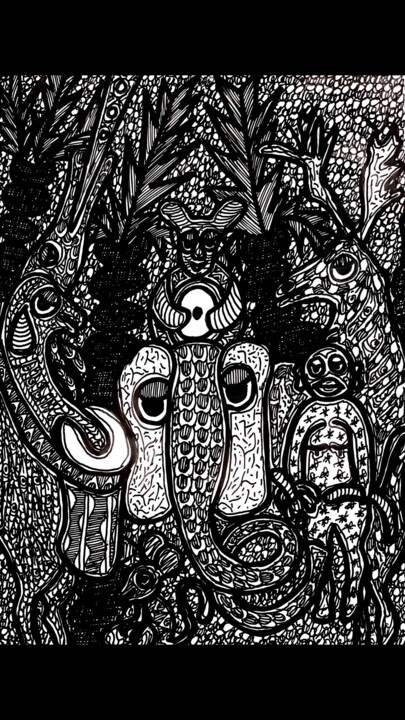 Drawing titled "ANIMAL KINGDOM" by Ifetaofic, Original Artwork, Ink