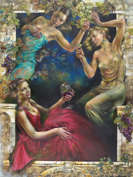In Vino Veritas 绘画, 56x42 in
