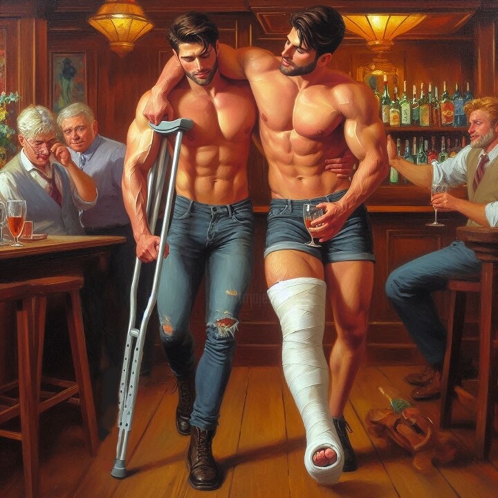 ARNAUD IS HELPING MARK 绘画, 15.8x15.8 in