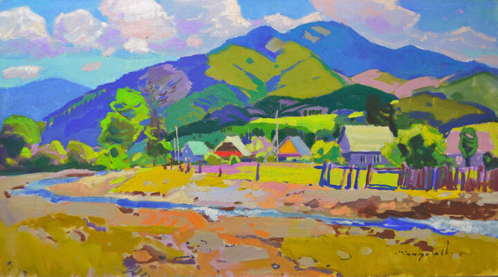 Painting titled "Kolochava Summer" by Alexander Shandor, Original Artwork, Oil