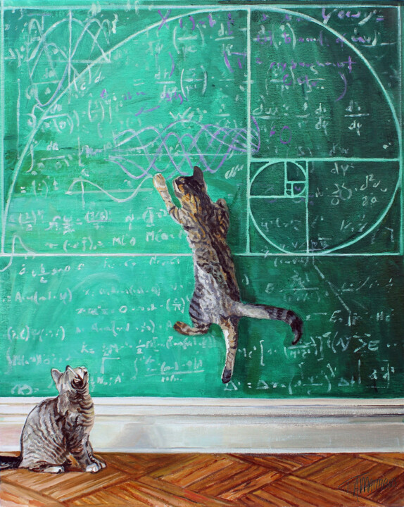 Felinestein #2 绘画, 19.7x15.8 in