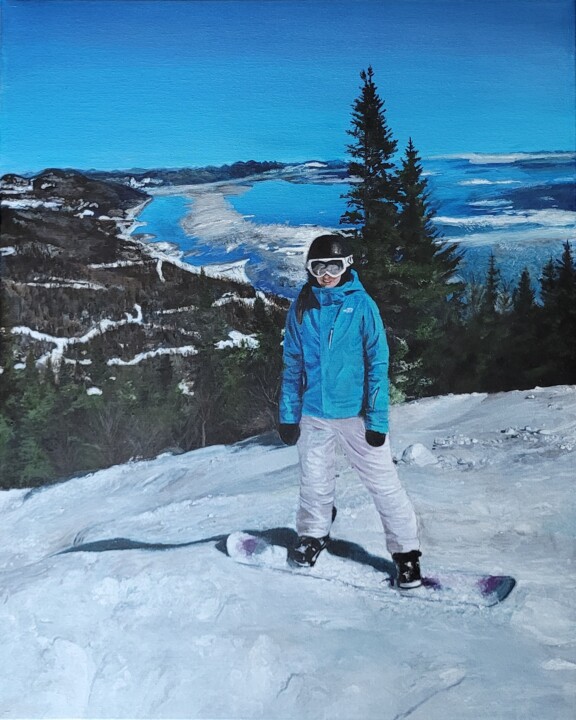 Painting titled "Laurence" by Daf, Original Artwork, Acrylic Mounted on Wood Stretcher frame