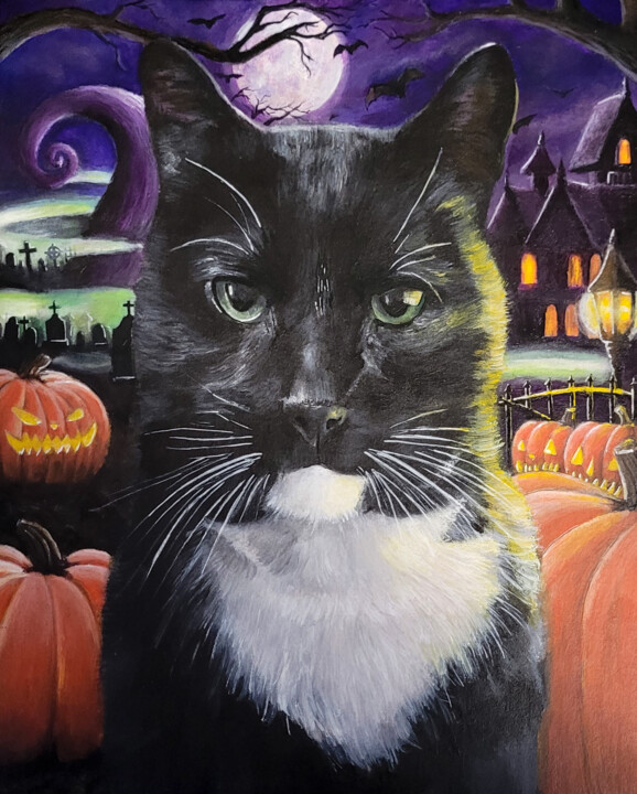 Painting titled "Jacky Skellington" by Daf, Original Artwork, Acrylic