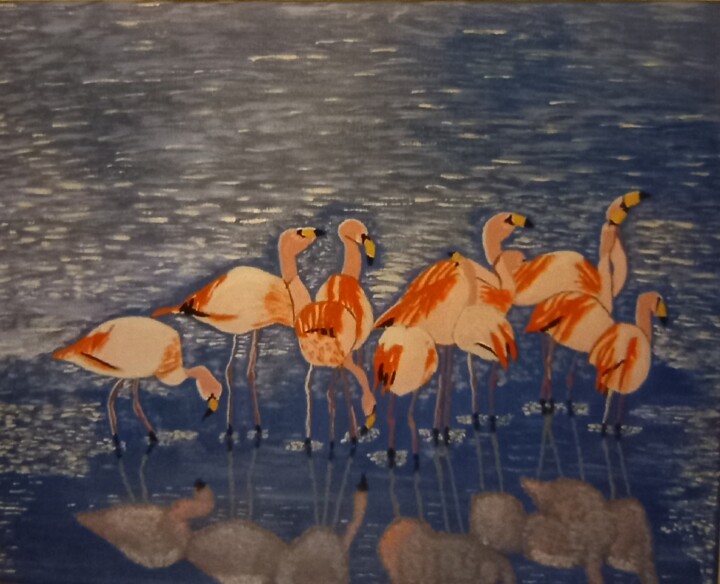 Flamands roses 绘画, 13x16.1 in