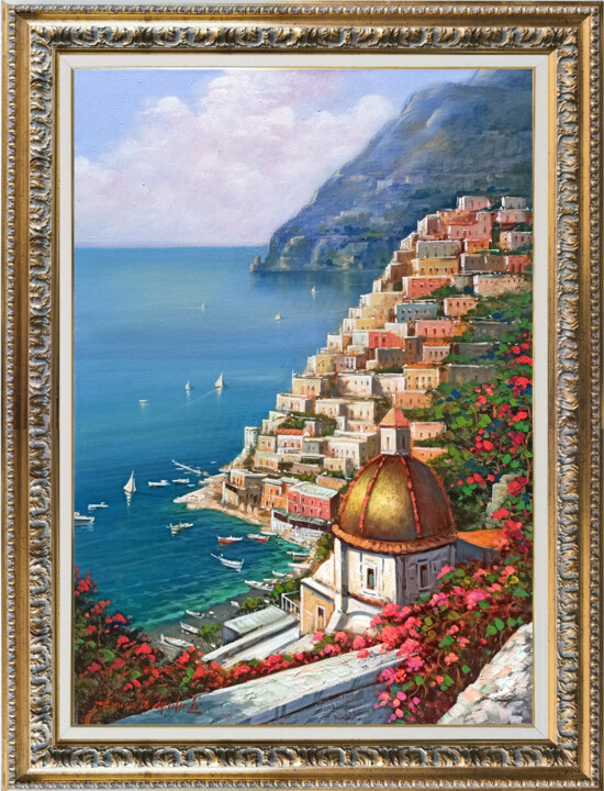 Pintura intitulada "Vertical view on th…" por Ernesto De Michele, Obras de arte originais, Óleo Montado em Armação em madeira