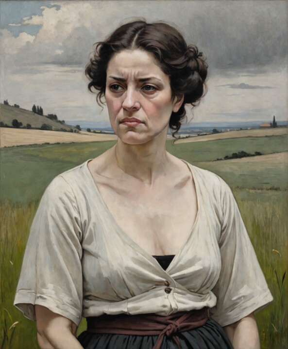 Painting titled "Field Solitude" by Nursultan Abildayev, Original Artwork, Acrylic Mounted on Wood Stretcher frame