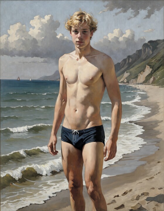 Seaside Solitude 미술작품, 66.6x51.8 in