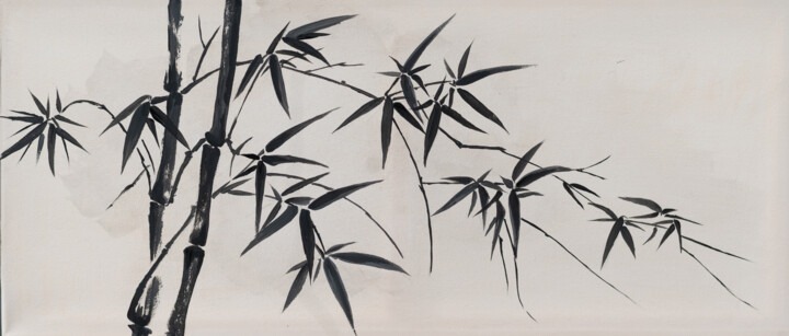 Sumi-e Bamboo Painting, 11.8x27.6 in