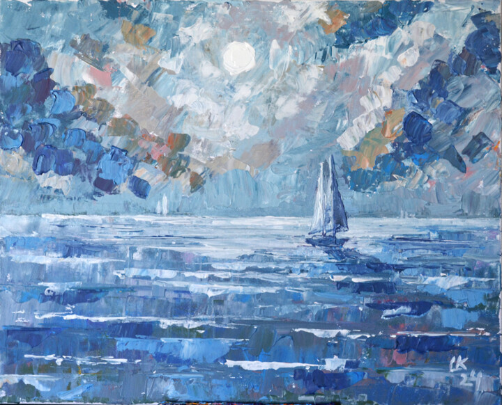 Serenity in Grey and Blue 绘画, 15.8x19.7 in