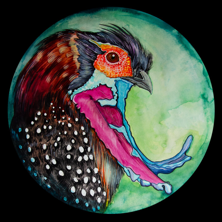 bird portrait 绘画, 13.8x13.8 in