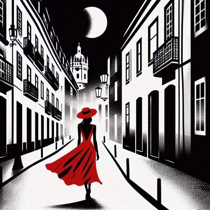 Caminhando ao luar I (ruas da Lisboa Antiga) 数字艺术