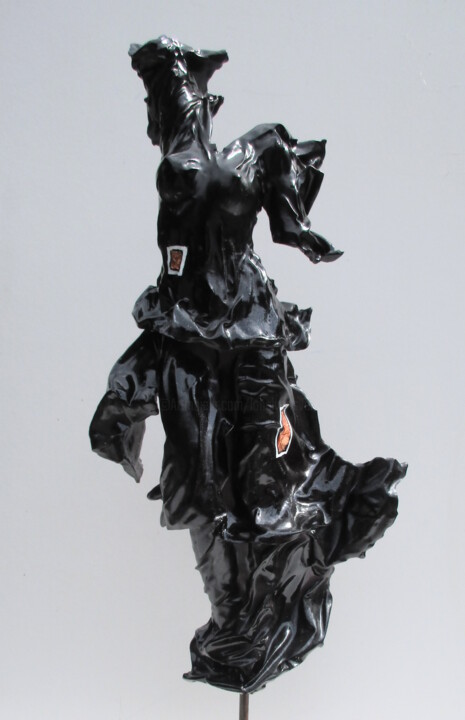 sculpture femme drapé noir 雕塑, 25.6x7.9 in