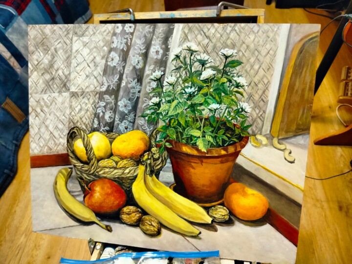 Натюрморт на кухне 绘画, 15.8x19.7 in