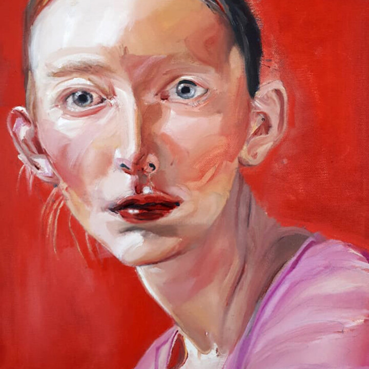 "Frau im Rot" başlıklı Tablo Ekaterina Kolesnik tarafından, Orijinal sanat, Petrol