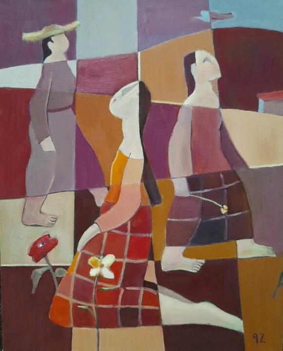 Pintura intitulada "In the Mountains" por Gegham Hunanyan, Obras de arte originais, Óleo Montado em Armação em madeira