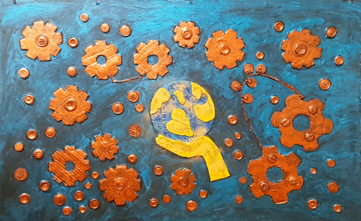 Our planet Earth and the whole world Pittura, 25,2x40,2 in