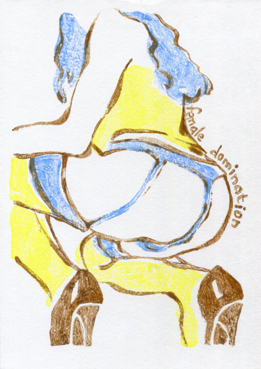 Woman with blue hair in stockings 印花与版画, 11.7x8.3 in