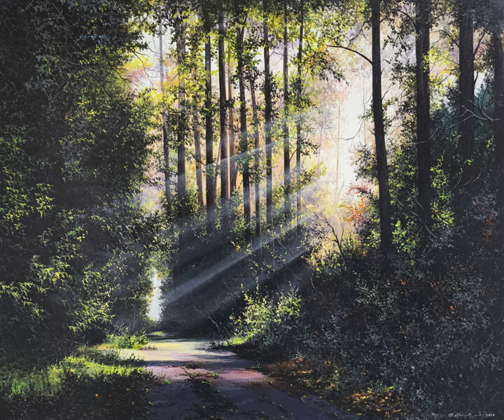 Painting titled "Path of Light" by Sergey Miqayelya, Original Artwork, Oil