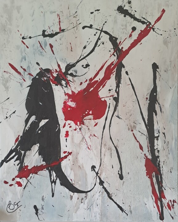 Pintura titulada "Éclats d'âme en rou…" por Francoise Souriau, Obra de arte original, Acrílico Montado en Bastidor de camill…