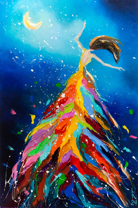 Dancing in the night sky 绘画, 23.6x15.8 in