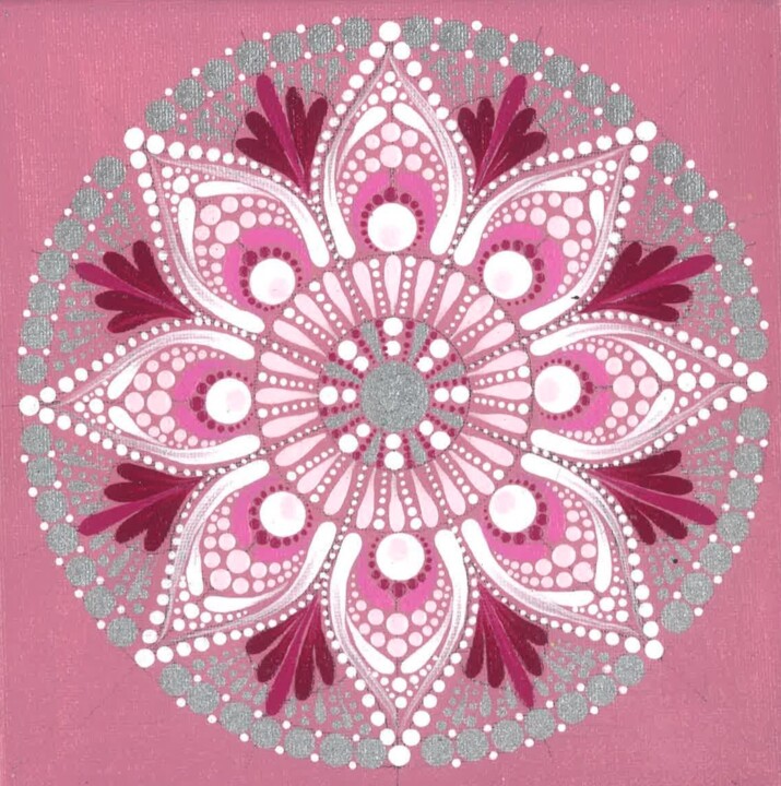 绘画 标题为“Pink Mandala” 由Kseniia Makliuchenko, 原创艺术品, 丙烯