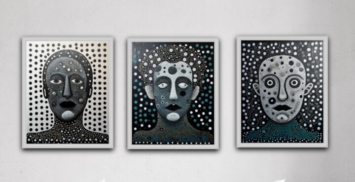 Triptych: Three Portraits 绘画, 19.7x47.2 in