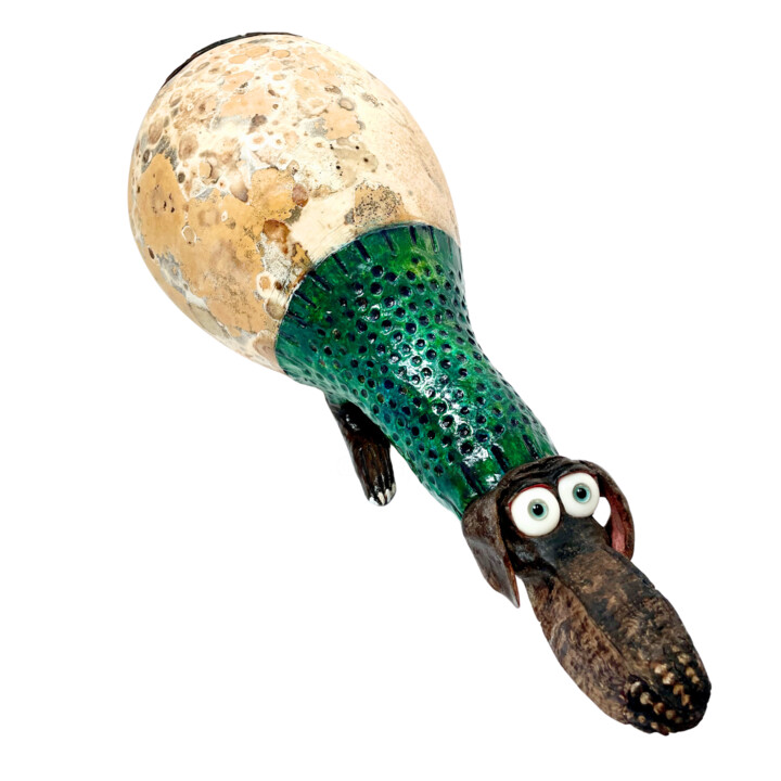Le chien Marcel, sculpture en bois 绘画, 6.7x6.3 in