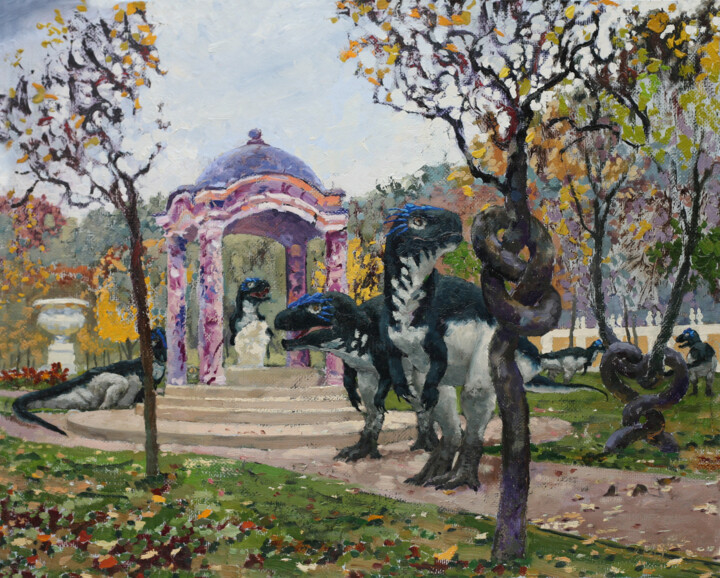 Картина под названием "Megalosaurus. Juras…" - Сергей Крупкин, Подлинное произведение искусства, Масло