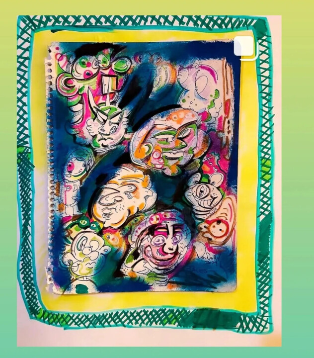 Σχέδιο με τίτλο "Faces (abstraction)" από Adrian Dordelly, Αυθεντικά έργα τέχνης, Ακρυλικό