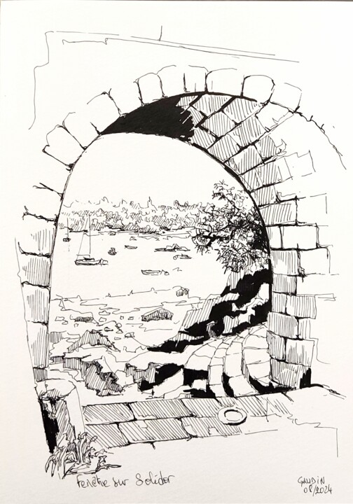 Solidor, Vue sur la Rance 图画, 8.3x5.9 in