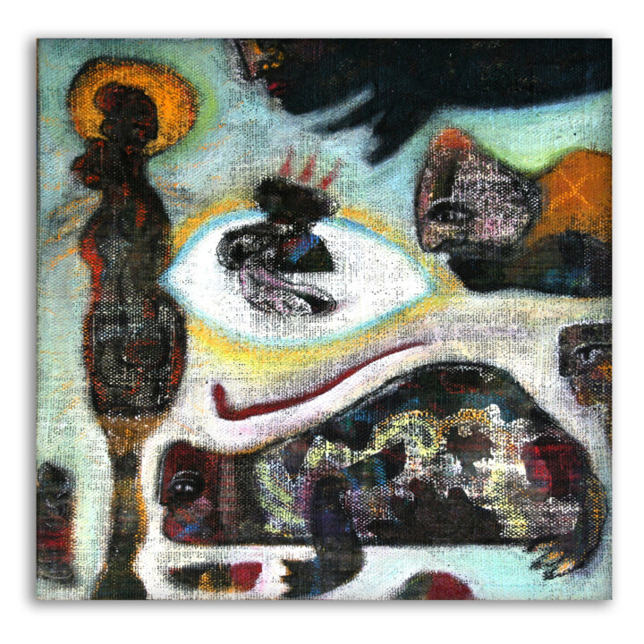 Textile Art titled "Strandstück II" by Danjana Brandes, Original Artwork, Oil Mounted on Wood Stretcher frame