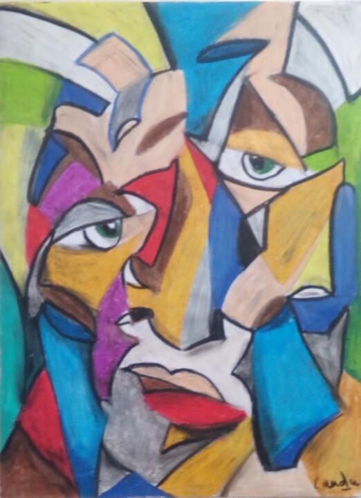 Visage cubiste 2 图画, 16.9x13 in